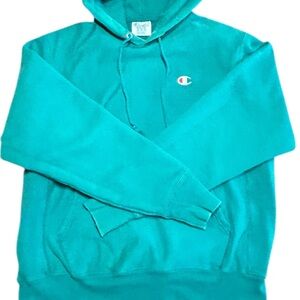 Champion Reverse Weave Teal Hoodie- Heavyweight Fleece- Retro looking